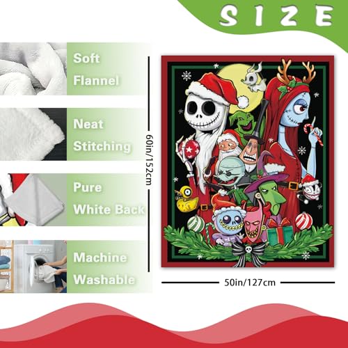 Christmas Flannel Blanket 50x60 Santa Monster Witch Holiday Throw Blanket