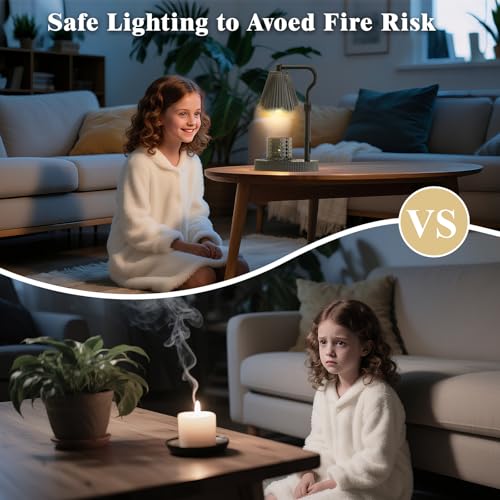 Flameless Candle Warmer Lamp with Timer & Dimmer, Adjustable Height
