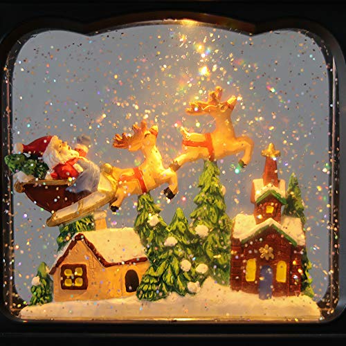 Musical Christmas Snow Globe Lantern with 6-Hour Timer, Swirling Glitter Decor