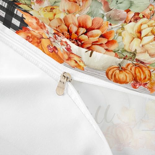 Fall Pumpkin Harvest Duvet Cover Set, Rustic Farmhouse Queen Bedding