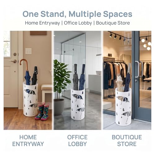 Freestanding Metal Umbrella Stand Rack for Entryway, 17-Inch Round Holder