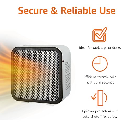 Portable Ceramic Mini Space Heater 500W with Tip-Over Protection