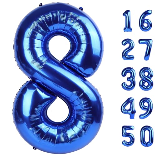 40 Inch Navy Blue Number 8 Foil Balloon Giant Birthday Party Decor