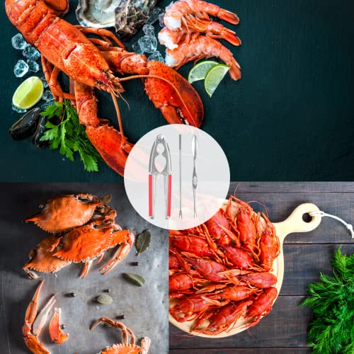 Red Nut Cracker Seafood Crab Lobster Opener Heavy Duty Shell Tool with Non-slip Handle