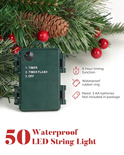 OasisCraft 18 Inch Outdoor Frosted Christmas Tree with Multicolor LED Lights - 1ft 6in Variant