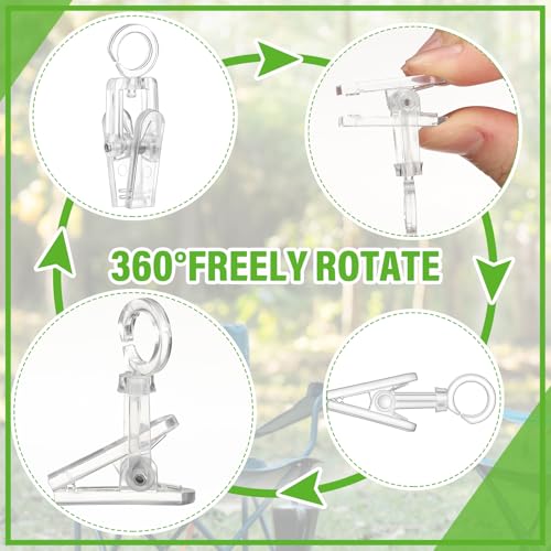 50 Pack 360° Rotating Curtain Clips for RV Awning Lights and Party Decor