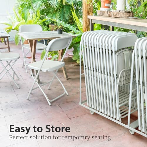 10-Pack Foldable Plastic Chairs, Stackable Metal Frame Seats for Events
