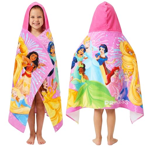 Disney Princess Kids Hooded Bath & Beach Towel Poncho for Girls Ages 2-6