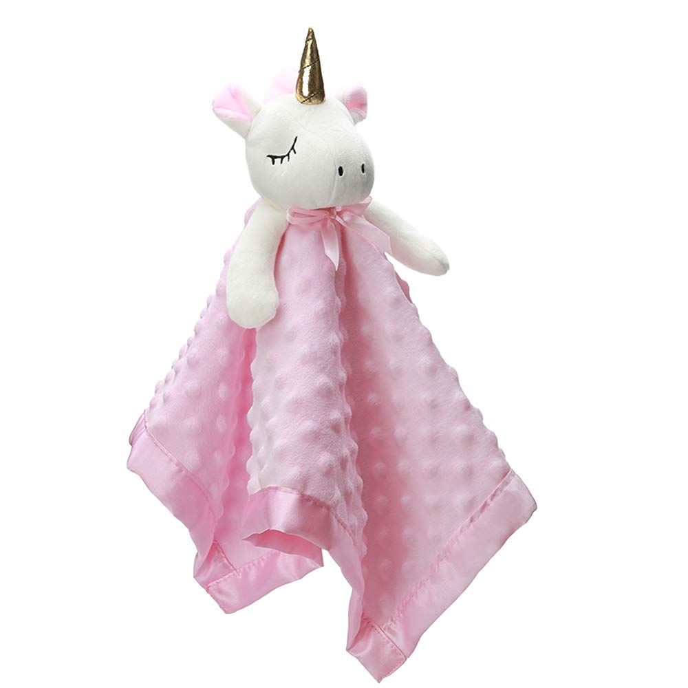 Pro Goleem Unicorn Lovey - Soft Plush Pink Security Blanket for Girls | 16-Inch Snuggle Toy