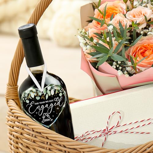2026 Engagement Heart Glass Ornament - Keepsake Gift for Couples