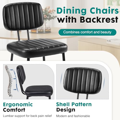 Set of 6 Mid-Century Modern Dining Chairs, Faux Leather Kitchen Chairs