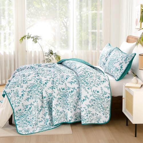 Botanical Floral King Quilt Bedding Set - 3-Piece All-Season Bedspread