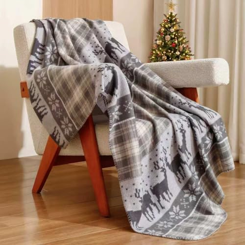 CAI TENG Christmas Grey Fleece Throw Blanket 6 Pack 50x60 Inches