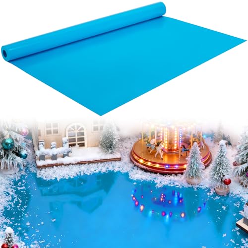 59" x 15.7" Christmas Village Ocean Display Mat, Miniature Landscape Pad