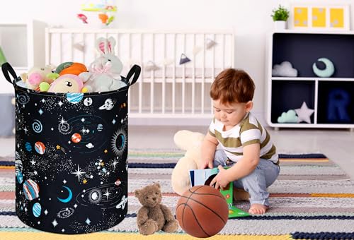 Kids Laundry Hamper and Toy Storage Basket with Handles, Cotton Fabric