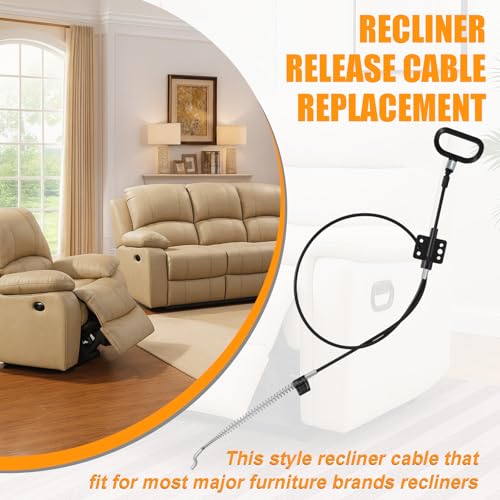 Universal Recliner Replacement Cable with D-Ring Handle, 44.5-Inch