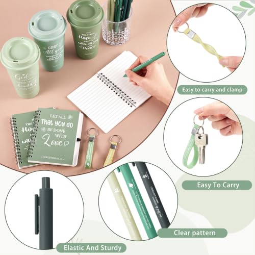 Skylety 24-Piece Christian Scripture Gift Set with Green Gradient Coffee Cups and Accessories