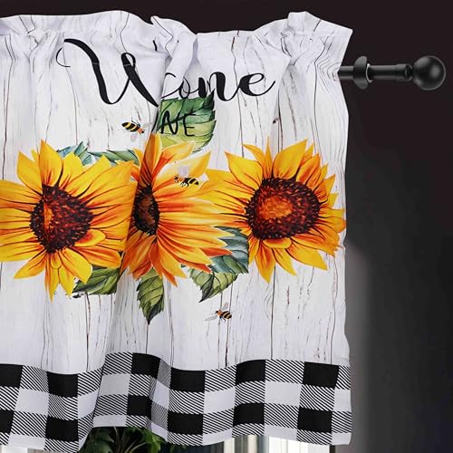 Sunflower Kitchen Curtains Set with Valances - 27.5x36 in