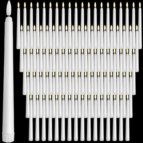 Baquler 100 Pcs Flameless Taper Candles 9.7 Inch, Battery-Operated White LED