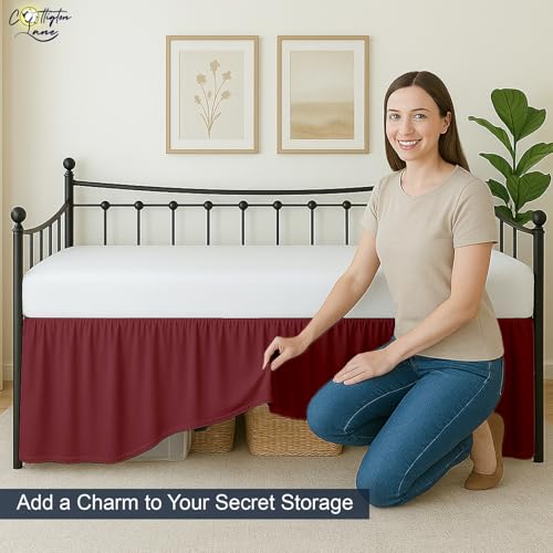 Twin Daybed Cover Set - 5-Piece Quilted Microfiber Bedding, Burgundy