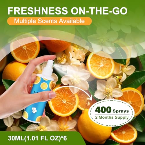 Toilet Spray Bathroom Odor Deodorizer 6-Pack - Travel Air Freshener (1 oz)