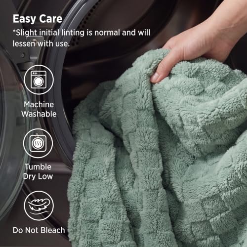 Bedsure Sage Green Checkered Fleece Throw Blanket 50x60