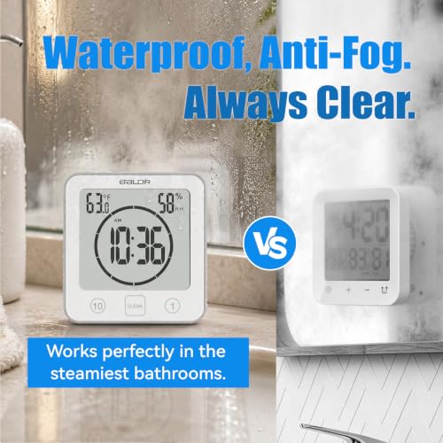 Waterproof Digital Bathroom Shower Clock with Countdown Timer and Thermometer