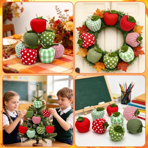 8 Pcs Artificial Fabric Apples - Fall Table Decor & Bowl Filler