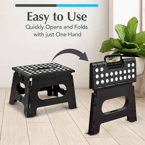 Handy Laundry Folding Step Stool 9 Inch, Black Non-Slip 300 lbs