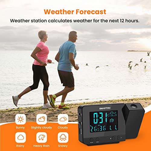Digital Projection Alarm Clock with Indoor Outdoor Weather Station