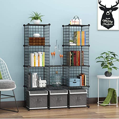 12-Cube Metal Wire Storage Organizer Modular Shelving Unit
