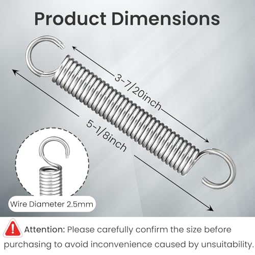 5-1/8 Inch Stainless Steel Recliner Tension Spring Replacement, 2 Pack