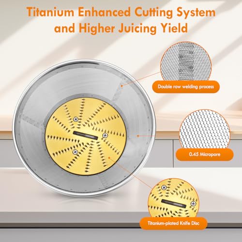Juicer Mesh Filter Basket with Titanium-Coated Blade for Juice Fountains