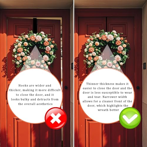 12-Inch Metal Over the Door Wreath Hangers - 2 Pack Non-Scratch Hooks