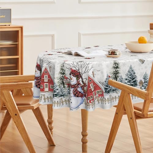 Horaldaily White 60" x 84" Oval Christmas Tablecloth - 100% Polyester