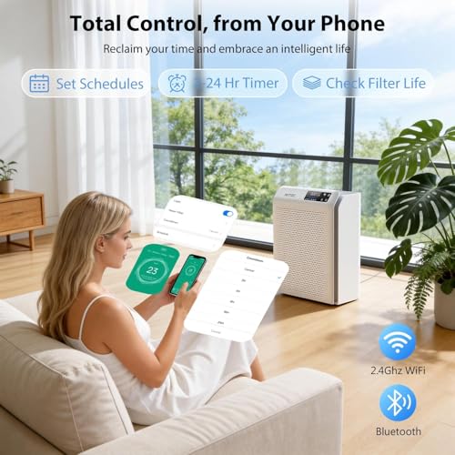 MATONC Off White Air Purifier for Large Rooms Up to 3500 sq ft with Smart App Control