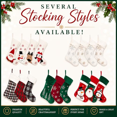 Personalized Farmhouse Knit Christmas Stocking Tree Decoration - Red & White, 19-Inch