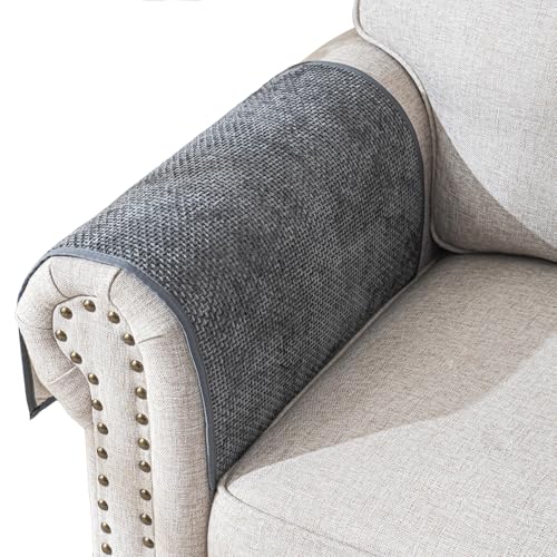 Anti-Slip Waterproof Sofa Arm Covers - 2 Pack (Dark Gray, 24" x 20")
