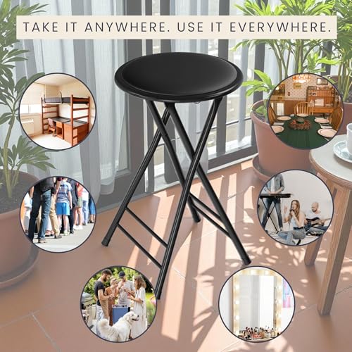 Portable Folding Counter Stool with 225lb Capacity, 24-Inch, Black