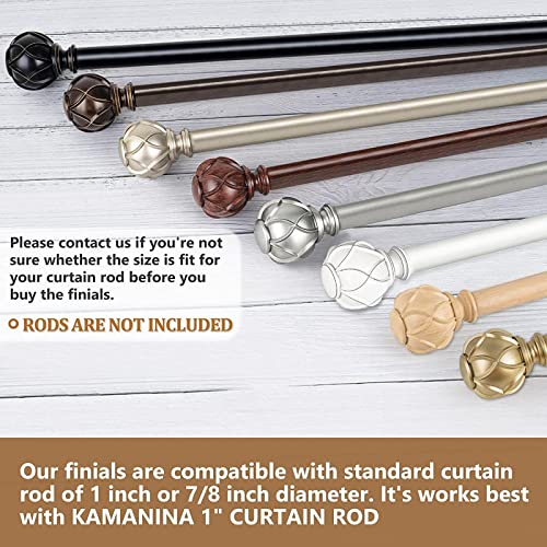 Decorative Netted Texture Curtain Rod Finials for 1 Inch Rods, Set of 2