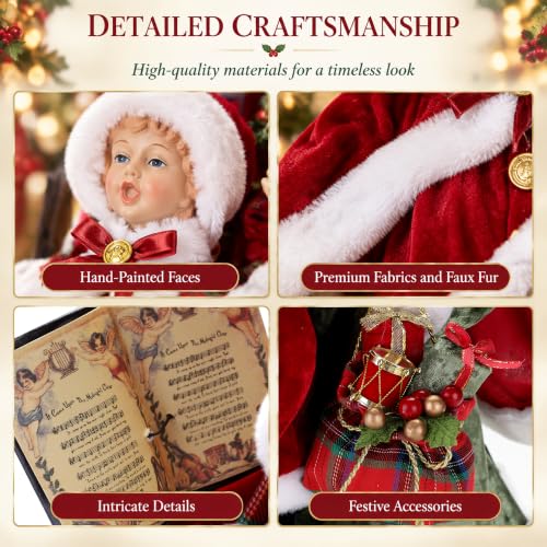 Lighted Christmas Carolers Figurines Set with Street Lamp - 21 Inch Holiday Decor