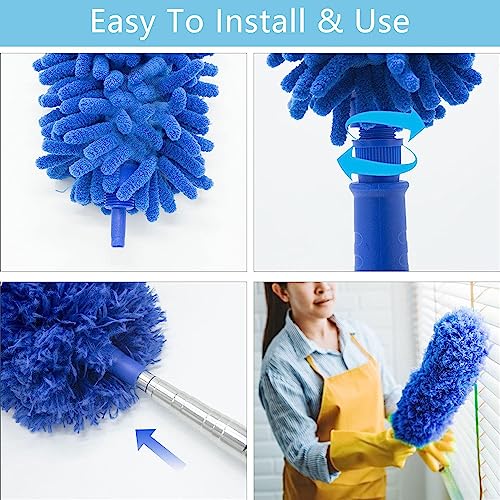Cobweb Duster with 15-100 Inch Extension Pole & 3 Washable Heads