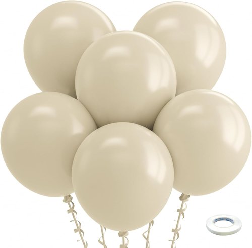 Bezente 18-Inch White Sand Balloons - 30 Pack of Thick, Round Latex Balloons for Parties & Events