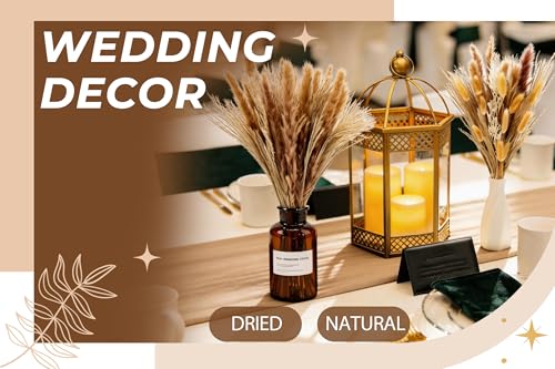 100 Pcs Natural Dried Pampas Grass Bouquet - 17 Inch Boho Home Decor