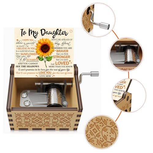 Hand-Carved Wooden Sunflower Music Box - You Are My Sunshine Gift