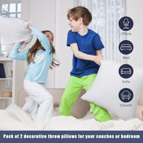 OKBA 16x16 Throw Pillow Inserts - Set of 2 Soft Cotton Cushion Fillers