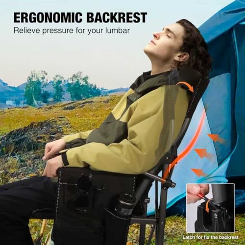Oversized Tall Folding Camping Chair, Adjustable Reclining Director Chair