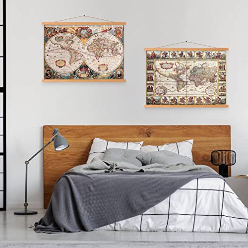 Benjia Magnetic Poster Hanger 8 Inch Teak Wood Frame for Art Prints Photos