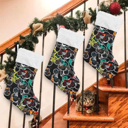 JHKKU Monster Trucks Christmas Stockings 17.7" - 1 Pack, DIY Holiday Decor