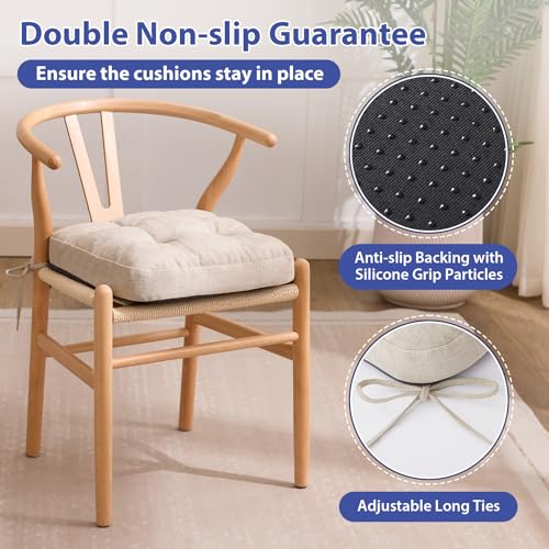 Memory Foam Dining Chair Cushions, Non-Slip Seat Pads with Ties, Set of 4